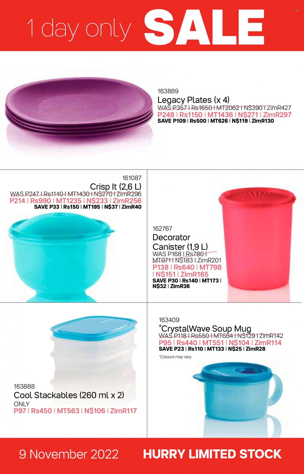thumbnail - Tupperware Catalogue - 9.11.2022 - 6.12.2022 - Sales products - canister, mug, plate. Page 22.