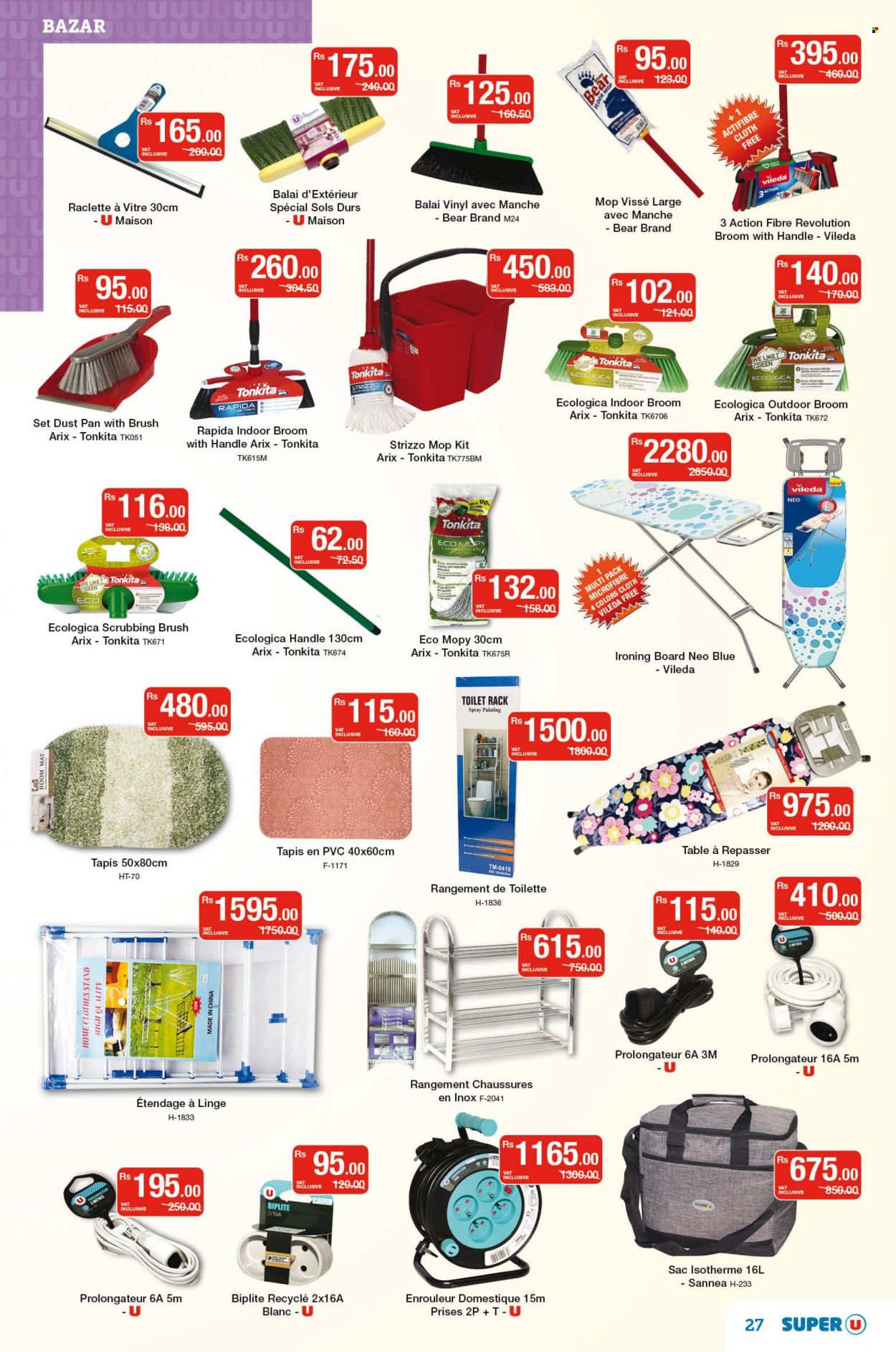 thumbnail - Super U Catalogue - 22.11.2022 - 6.12.2022 - Sales products - raclette cheese, Vileda, ironing board, mop, broom. Page 27.