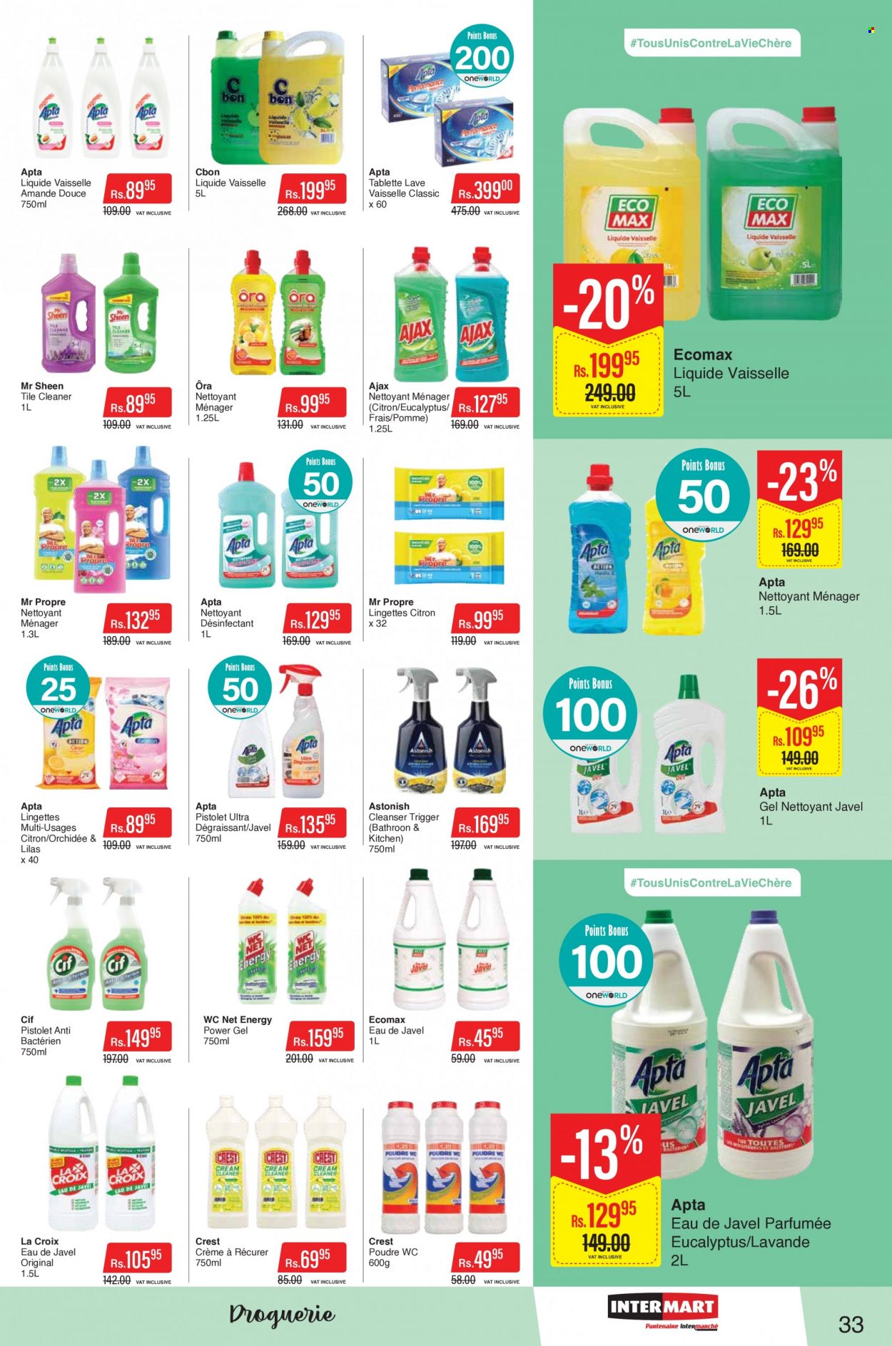 thumbnail - Intermart Catalogue - 23.11.2022 - 20.12.2022 - Sales products - cleaner, Cif, Ajax, Crest, cleanser. Page 33.