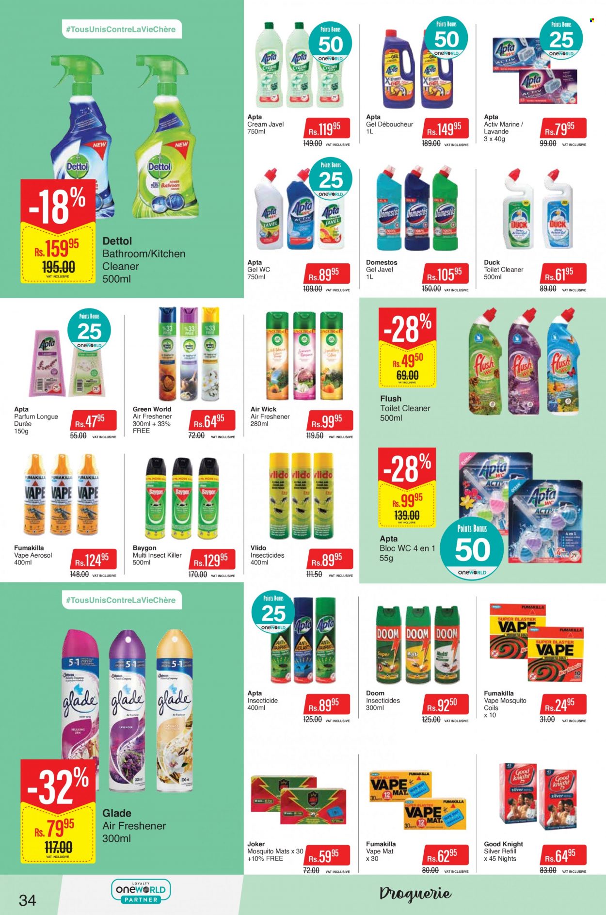 thumbnail - Intermart Catalogue - 23.11.2022 - 20.12.2022 - Sales products - Domestos, cleaner, toilet cleaner, eau de parfum, air freshener, Air Wick, Glade, insect killer, Dettol. Page 34.