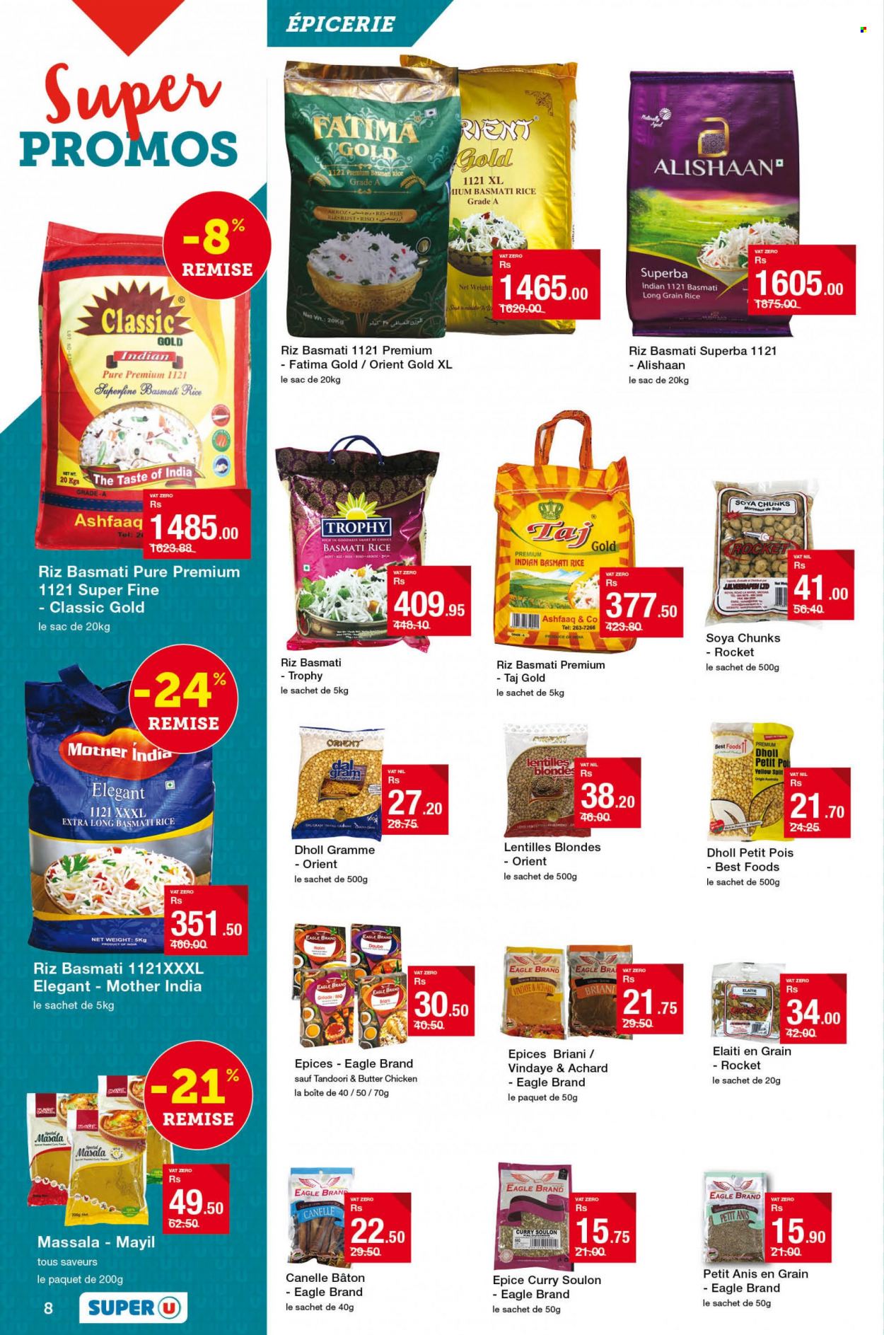 thumbnail - Super U Catalogue - 17.01.2023 - 5.02.2023 - Sales products - rocket, basmati rice, rice, soya chunks, long grain rice. Page 8.