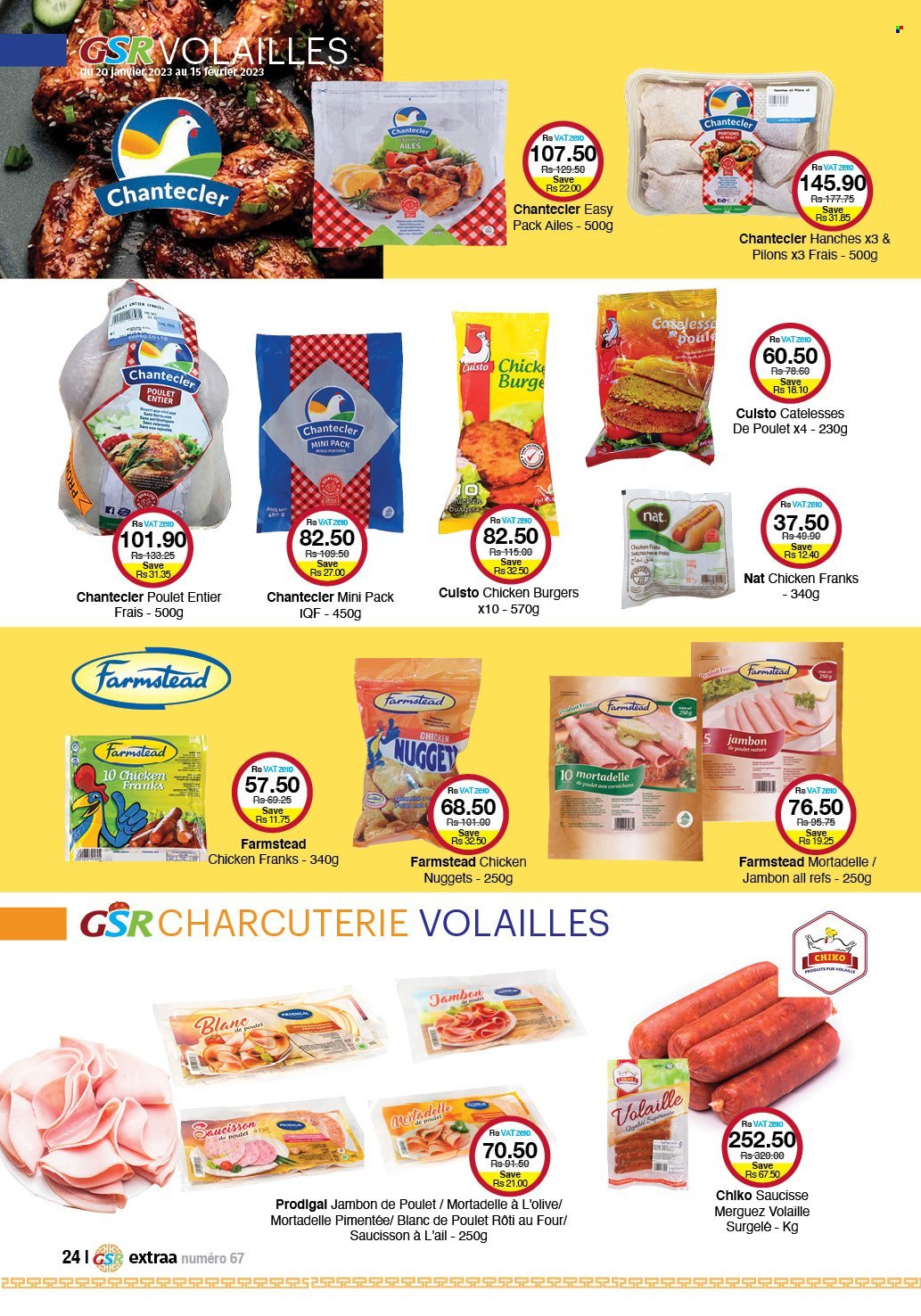 thumbnail - GSR Catalogue - 20.01.2023 - 15.02.2023 - Sales products - nuggets, hamburger, chicken nuggets, chicken frankfurters. Page 24.