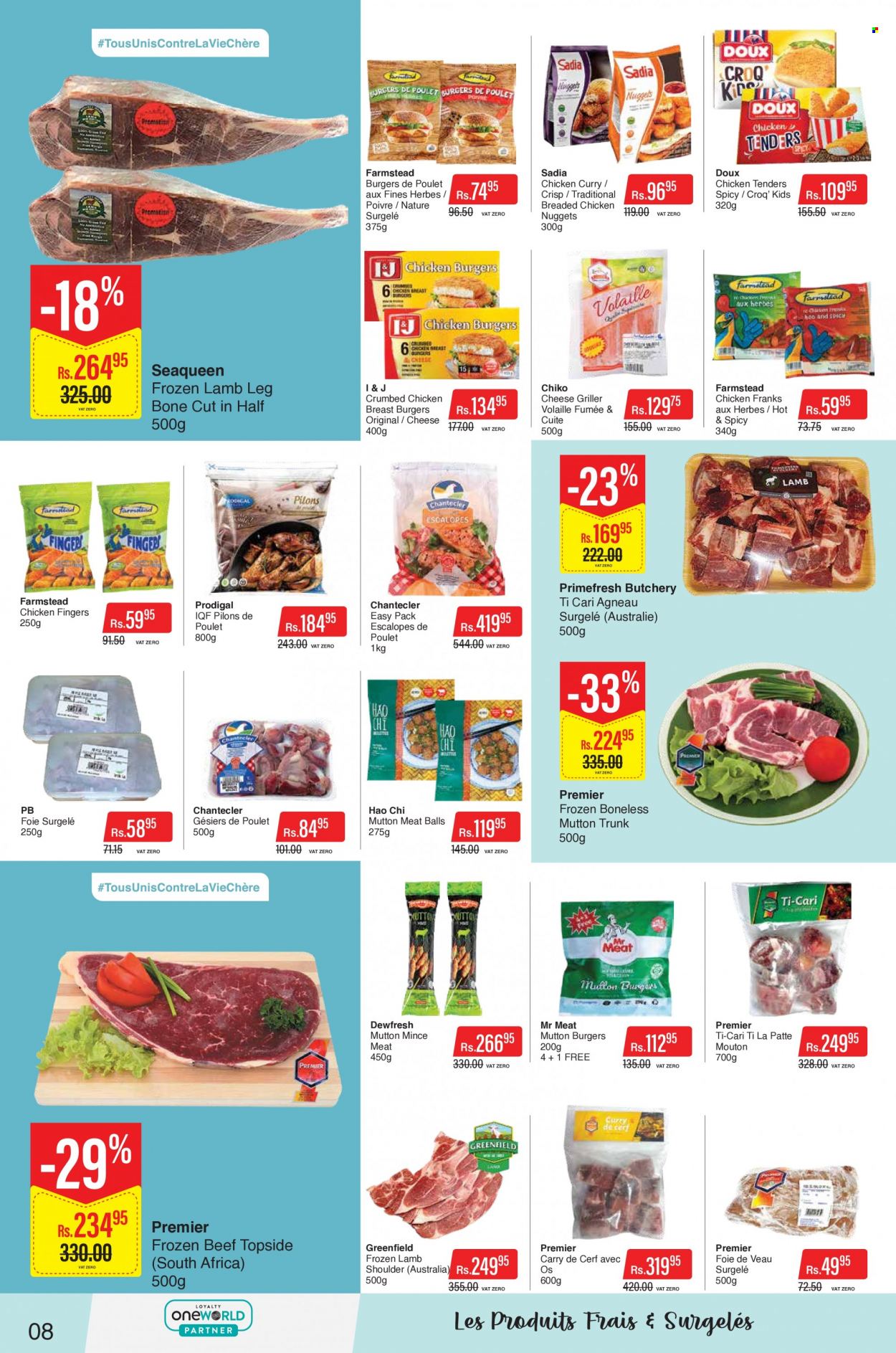 thumbnail - Intermart Catalogue - 24.01.2023 - 8.02.2023 - Sales products - chicken tenders, nuggets, hamburger, fried chicken, chicken nuggets, chicken frankfurters, cheese, chicken, lamb meat, lamb shoulder, mutton meat, lamb leg. Page 8.