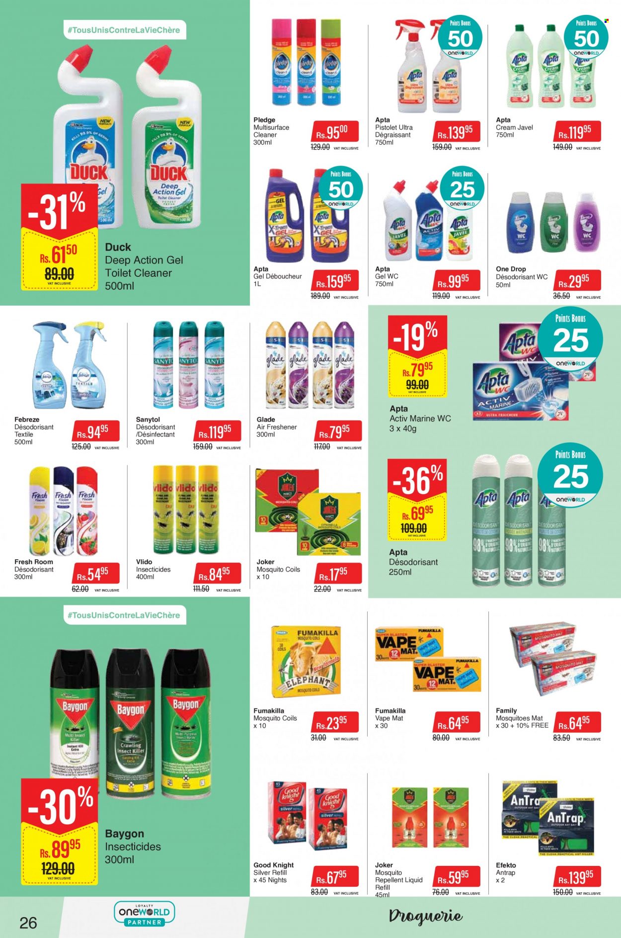 thumbnail - Intermart Catalogue - 24.01.2023 - 8.02.2023 - Sales products - Febreze, cleaner, toilet cleaner, Pledge, air freshener, Glade, Sanytol. Page 26.