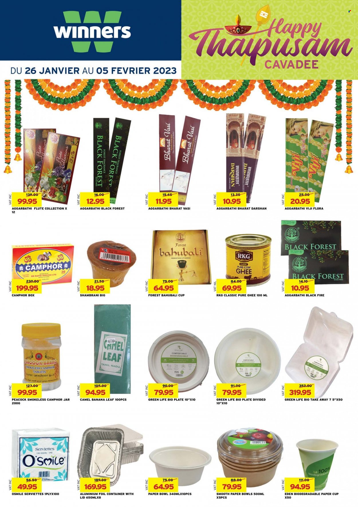 thumbnail - Winner's Catalogue - 26.01.2023 - 5.02.2023 - Sales products - ghee, Flora, Camel, fragrance, plate, cup, bowl, container, aluminium foil, jar, party cups, paper bowl. Page 28.