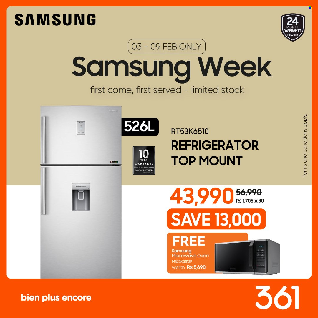 thumbnail - 361 Catalogue - 3.02.2023 - 9.02.2023 - Sales products - Samsung, refrigerator, fridge, oven, microwave. Page 6.