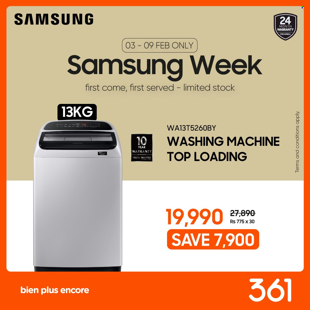 thumbnail - 361 Catalogue - 3.02.2023 - 9.02.2023 - Sales products - Samsung, washing machine. Page 7.