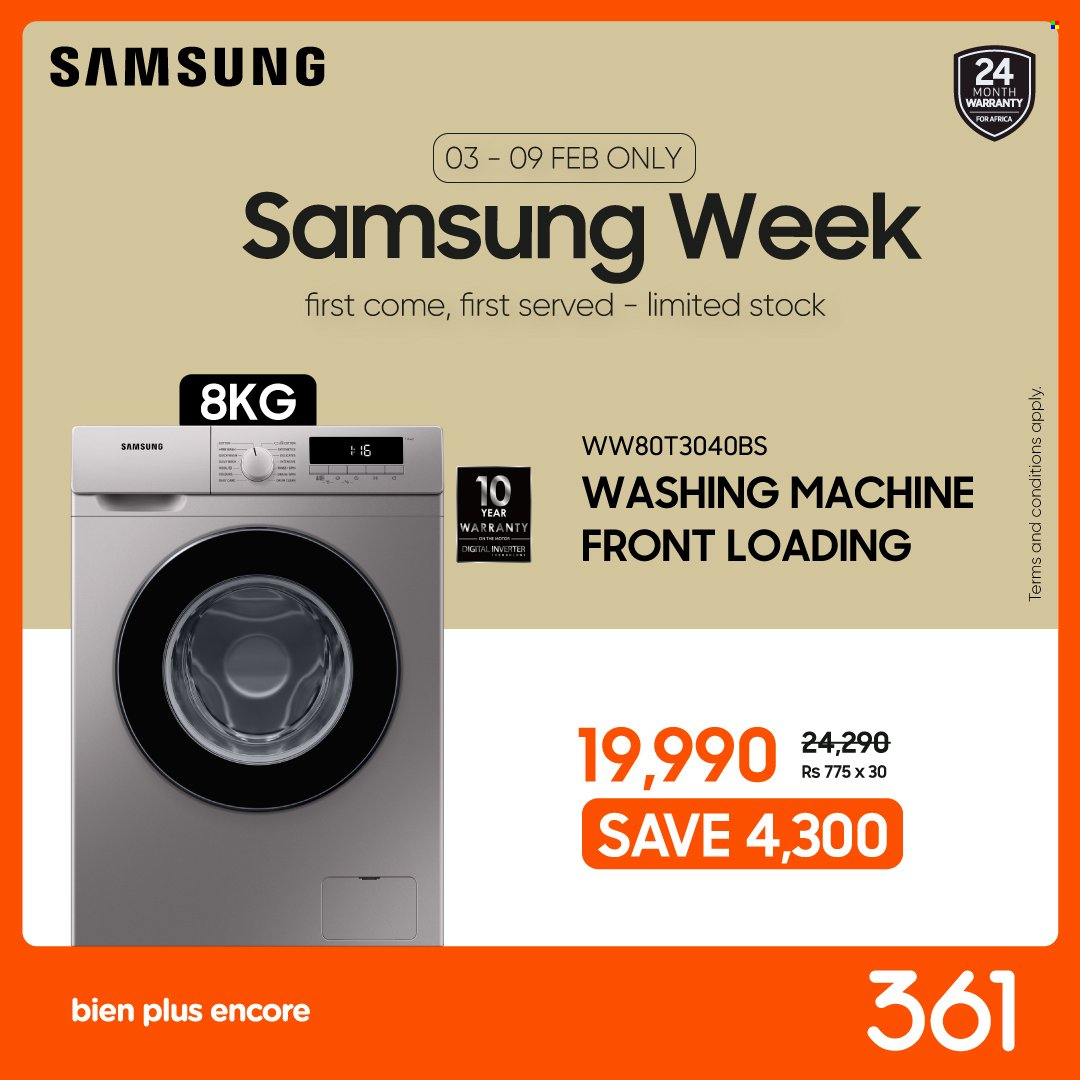 thumbnail - 361 Catalogue - 3.02.2023 - 9.02.2023 - Sales products - Samsung, washing machine. Page 12.