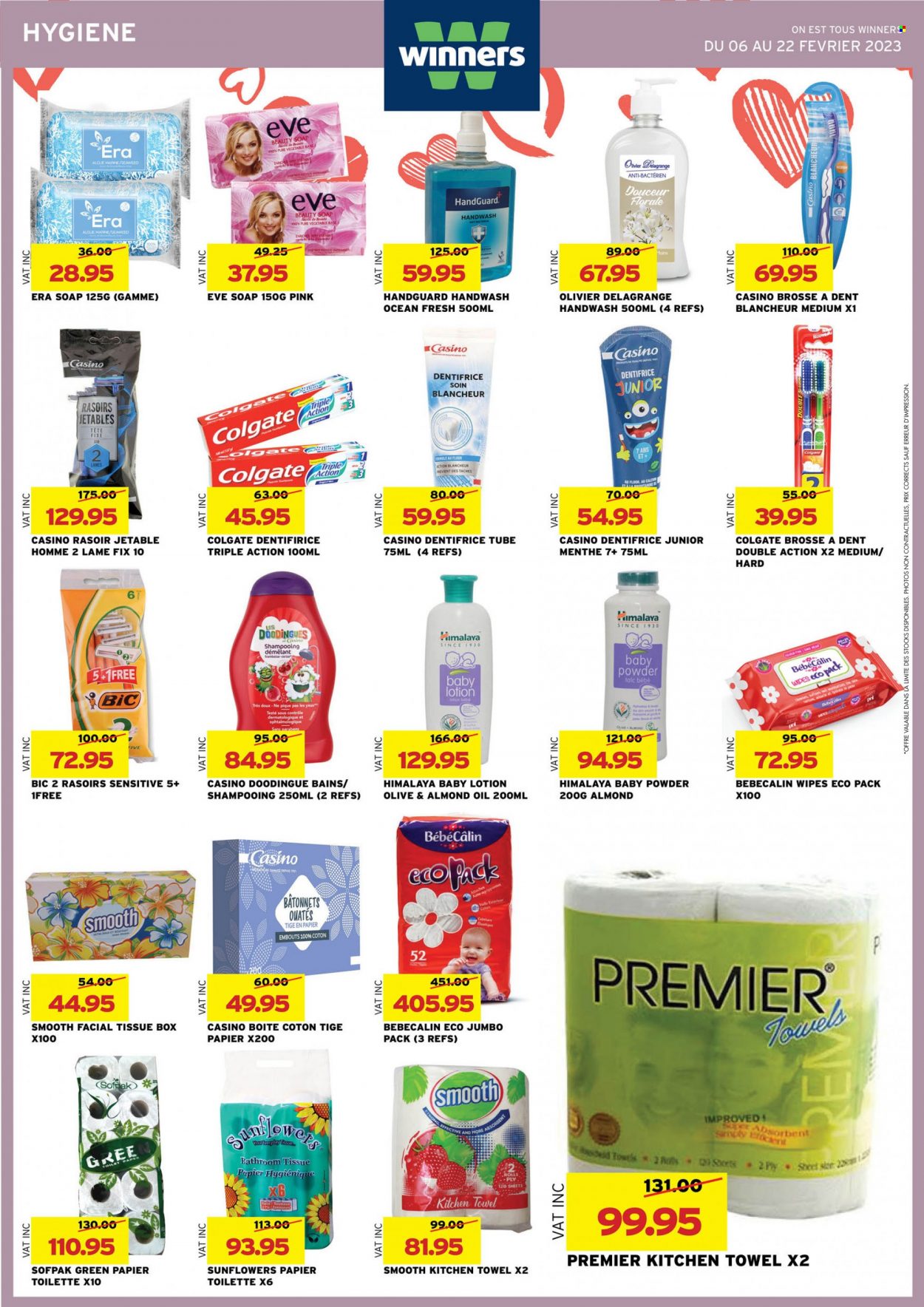 thumbnail - Winner's Catalogue - 6.02.2023 - 22.02.2023 - Sales products - seaweed, wipes, baby powder, bath tissue, toilet paper, kitchen towels, hand wash, soap, body lotion, BIC, Colgate. Page 21.