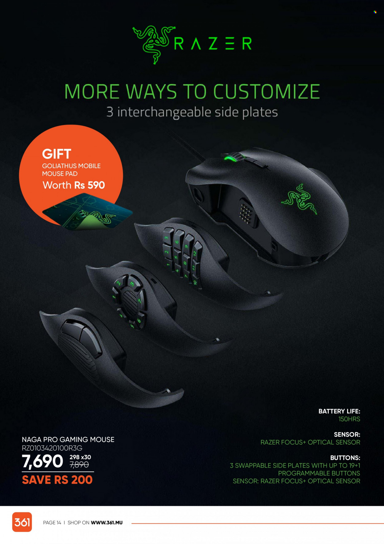 thumbnail - 361 Catalogue - 7.02.2023 - 13.02.2023 - Sales products - gaming mouse, Razer, mouse, mouse pad. Page 14.