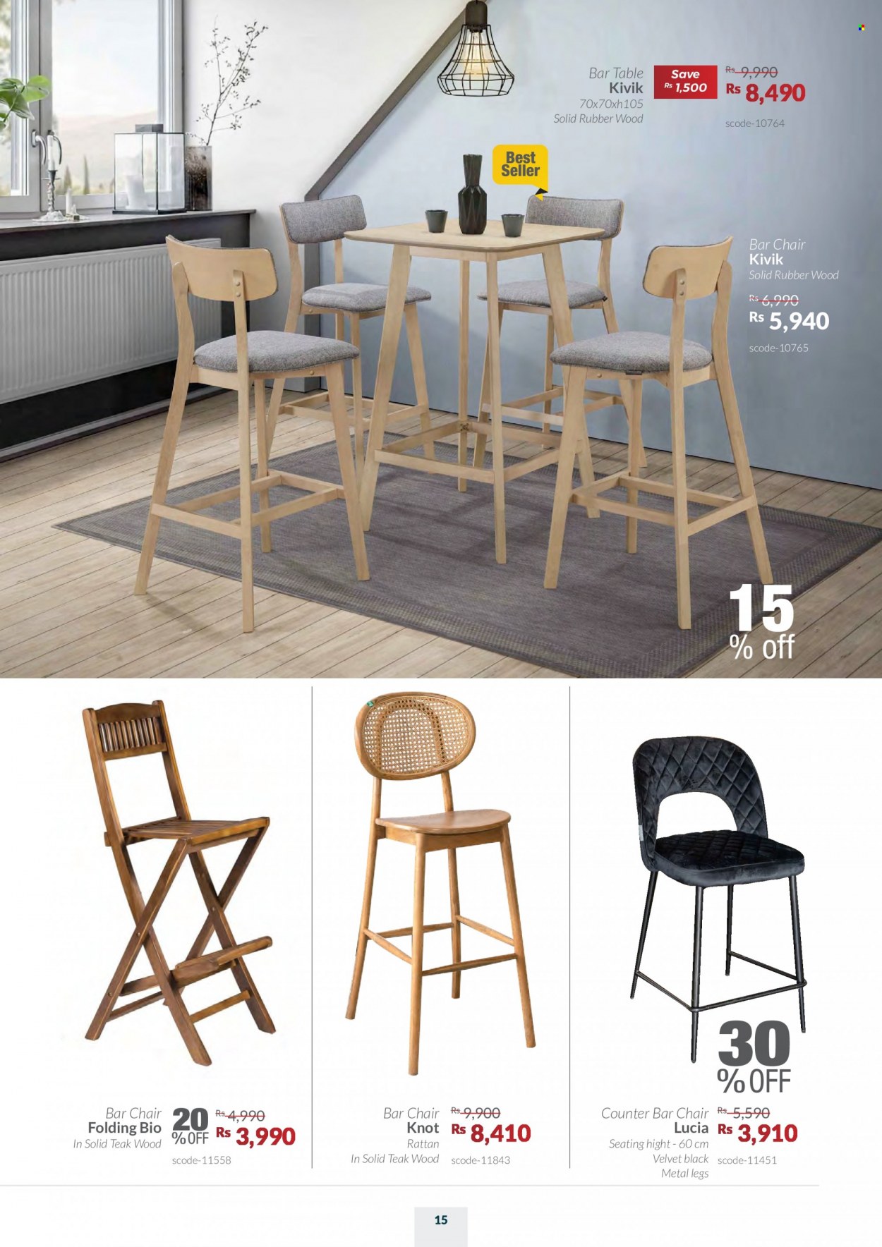thumbnail - Teak World Catalogue - 2.03.2023 - 3.04.2023 - Sales products - table, chair, coctail table. Page 15.