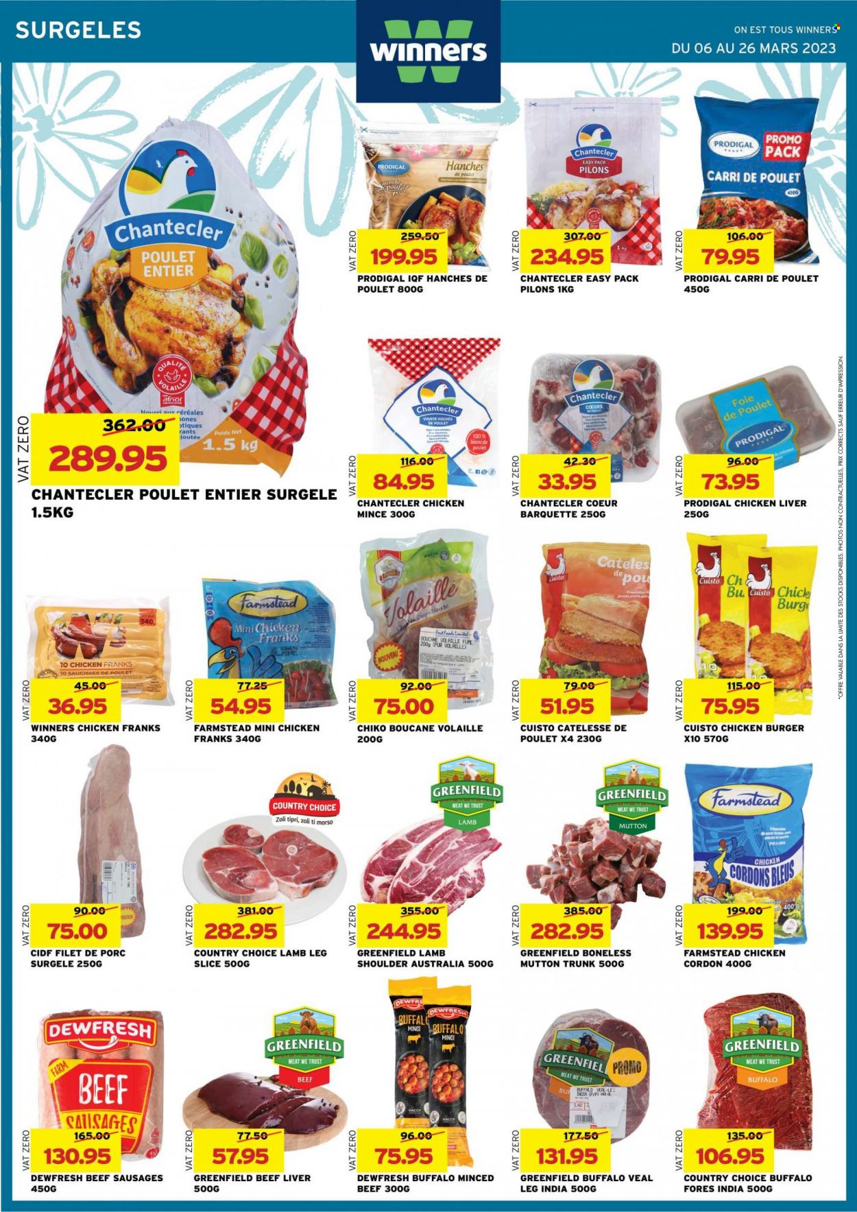 thumbnail - Winner's Catalogue - 6.03.2023 - 26.03.2023 - Sales products - sausage, chicken frankfurters, beef sausage, Mars, ground chicken, chicken livers, chicken, beef liver, beef meat, lamb meat, lamb shoulder, mutton meat, lamb leg, Trust. Page 8.