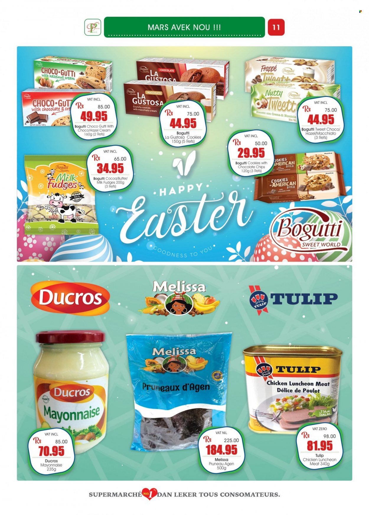 thumbnail - Dreamprice Catalogue - 17.03.2023 - 10.04.2023 - Sales products - lunch meat, milk, butter, mayonnaise, biscotti, cookies, Mars, cocoa, chicken. Page 11.