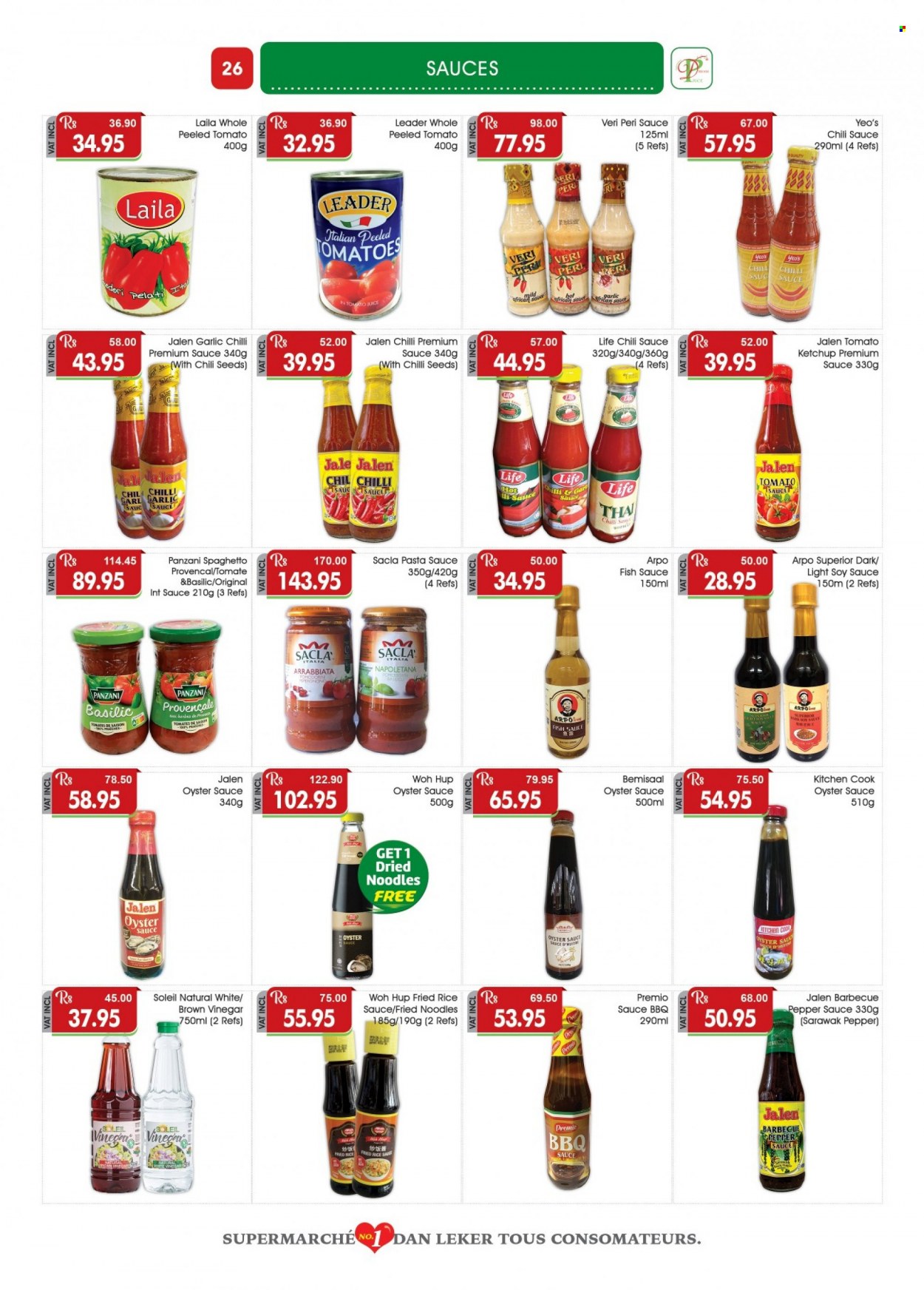 thumbnail - Dreamprice Catalogue - 17.03.2023 - 10.04.2023 - Sales products - garlic, oysters, fish, pasta sauce, noodles, pepper, BBQ sauce, fish sauce, soy sauce, oyster sauce, chilli sauce, vinegar, brown vinegar, tomato juice, ketchup. Page 26.