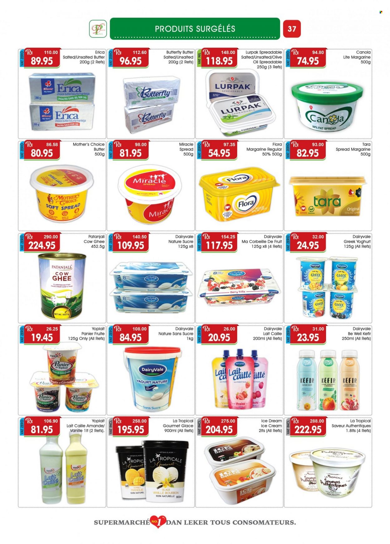 thumbnail - Dreamprice Catalogue - 17.03.2023 - 10.04.2023 - Sales products - greek yoghurt, yoghurt, Clover, Yoplait, milk, kefir, ghee, margarine, fat spread, Flora, Lurpak, ice cream, olive oil, oil, bourbon, pin. Page 37.