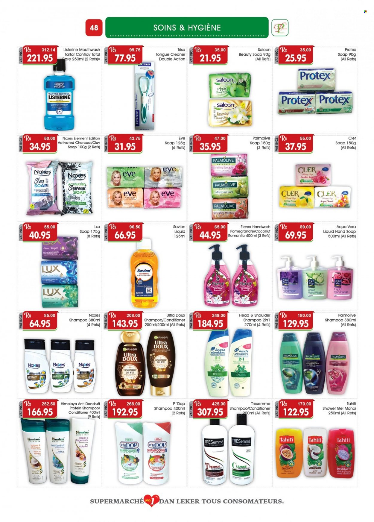 thumbnail - Dreamprice Catalogue - 17.03.2023 - 10.04.2023 - Sales products - pomegranate, shake, wine, rosé wine, cleaner, Lux, shower gel, hand soap, antimicrobial soap, hand wash, Palmolive, Protex, soap, mouthwash, conditioner, TRESemmé, Head & Shoulders, activated charcoal, Listerine, shampoo. Page 48.