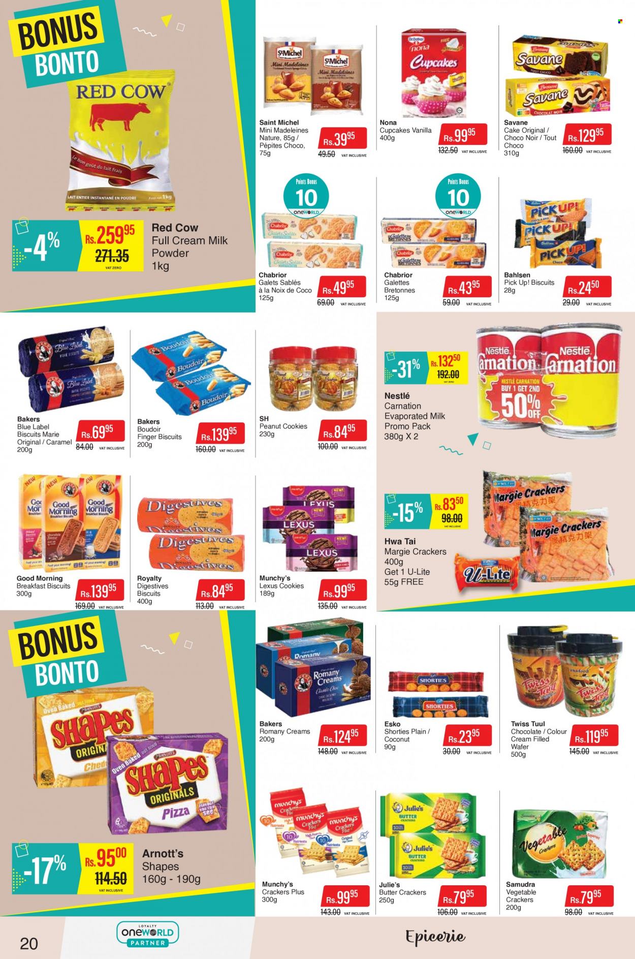 thumbnail - Intermart Catalogue - 24.03.2023 - 10.04.2023 - Sales products - cake, cupcake, coconut, evaporated milk, milk powder, cookies, wafers, chocolate, crackers, biscuit, Julie's, caramel, Bakers, Nestlé. Page 20.