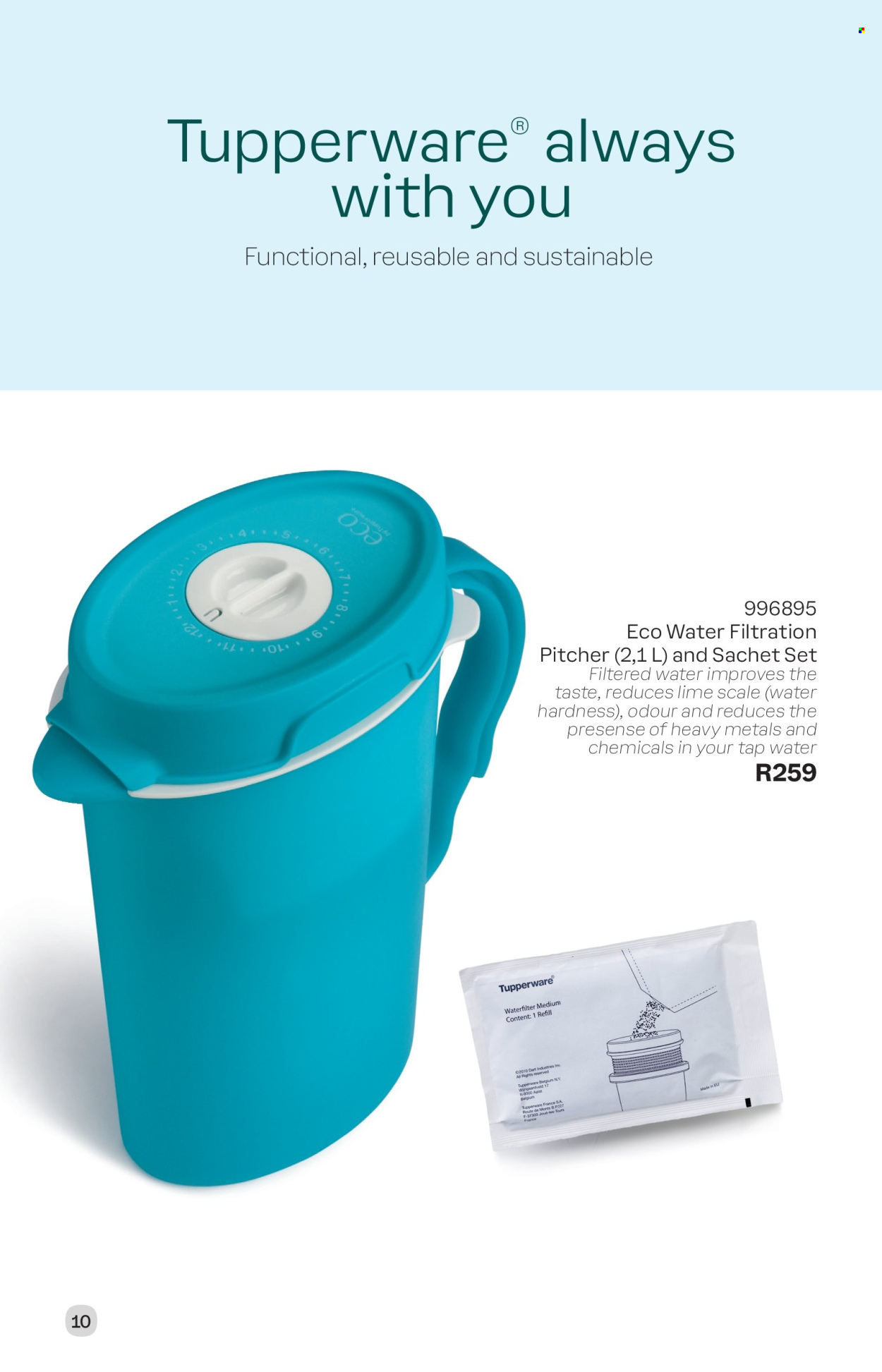 thumbnail - Tupperware Catalogue - Sales products - pitcher, scale, water filter. Page 10.