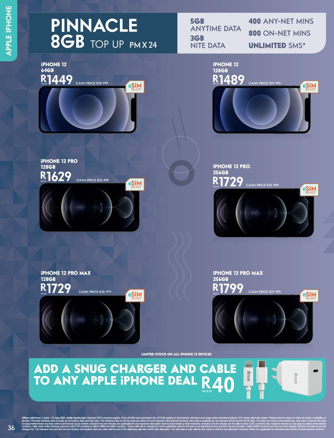 Cell C catalogue  - 01/06/2021 - 12/07/2021 - Sales products - Apple, iPhone, iPhone 12, iPhone 12 Pro, iPhone 12 Pro Max. Page 36.