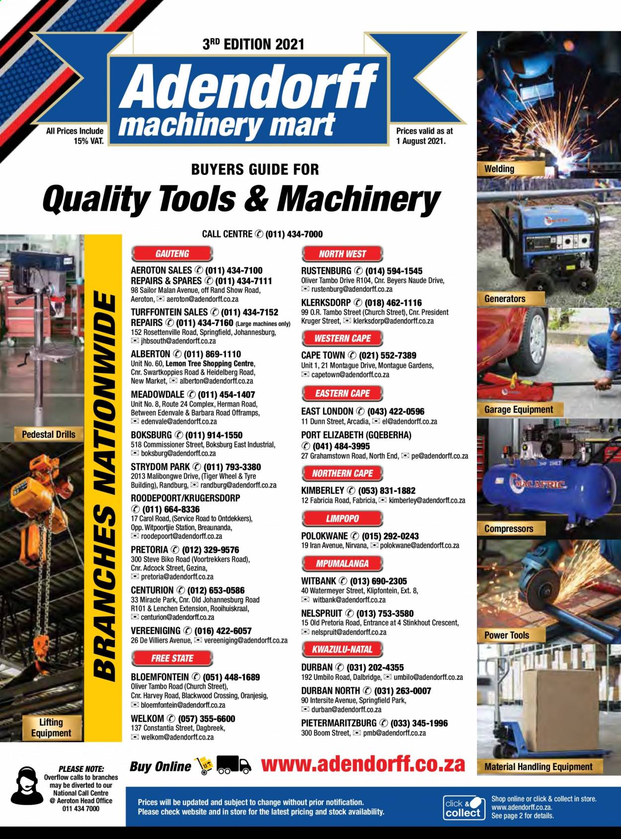 Adendorff Machinery Mart specials. Page 1