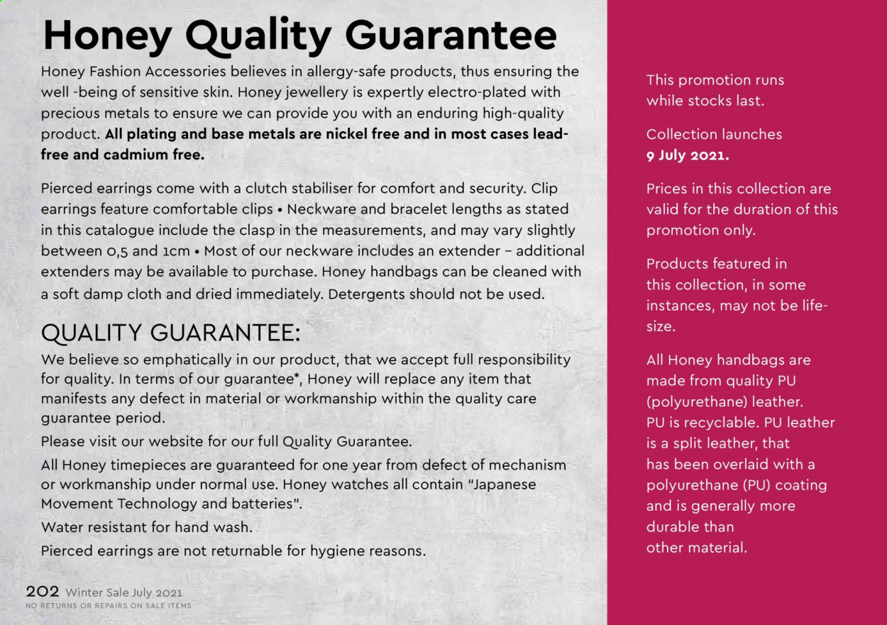 Honey specials. Page 204