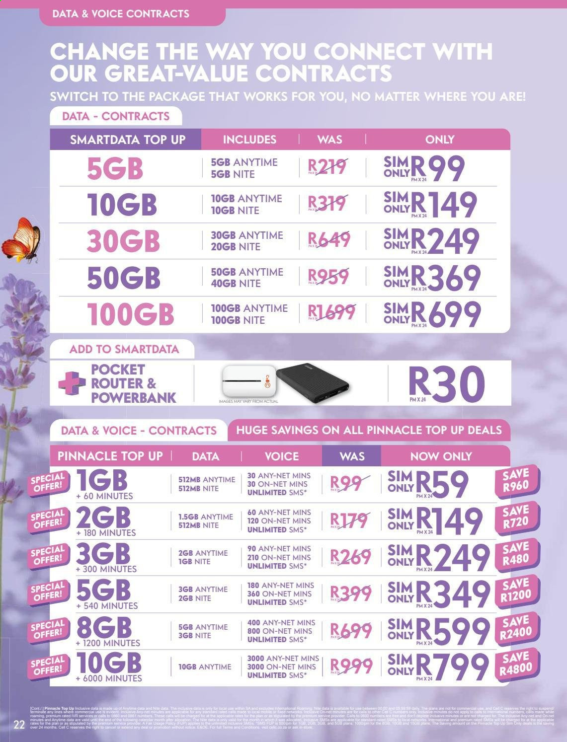 Cell C catalogue  - 01/09/2021 - 17/10/2021 - Sales products - router, power bank. Page 22.