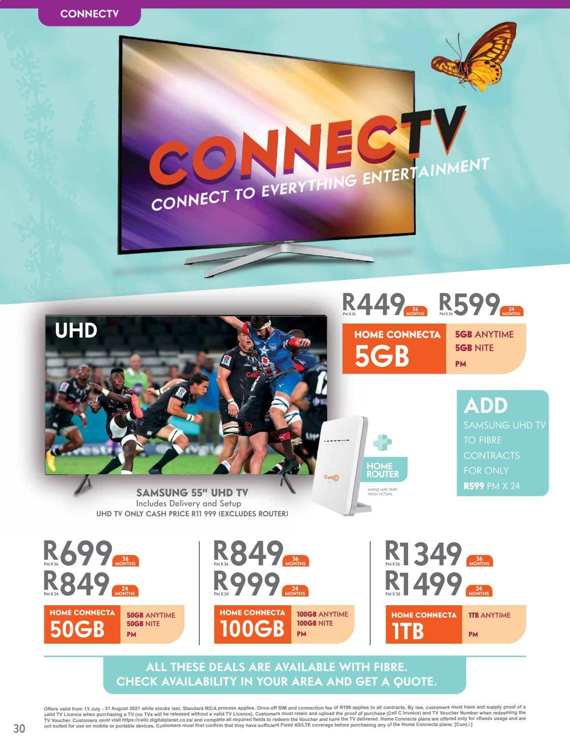Cell C catalogue  - 01/09/2021 - 17/10/2021 - Sales products - router, Samsung, UHD TV, TV. Page 30.