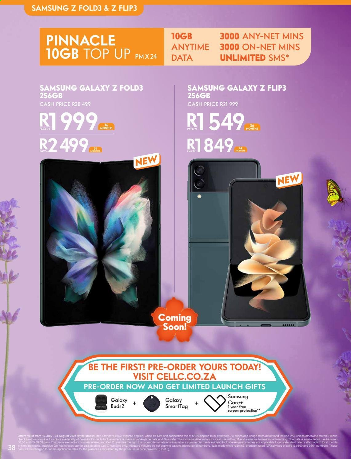 Cell C catalogue  - 01/09/2021 - 17/10/2021 - Sales products - Samsung Galaxy, Samsung, Samsung Galaxy Z. Page 38.
