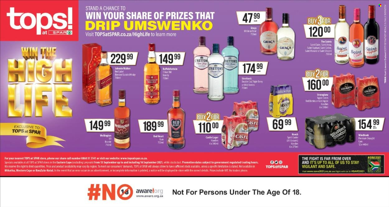 TOPS at SPAR specials - 13/09/2021 - 16/09/2021. Page 1