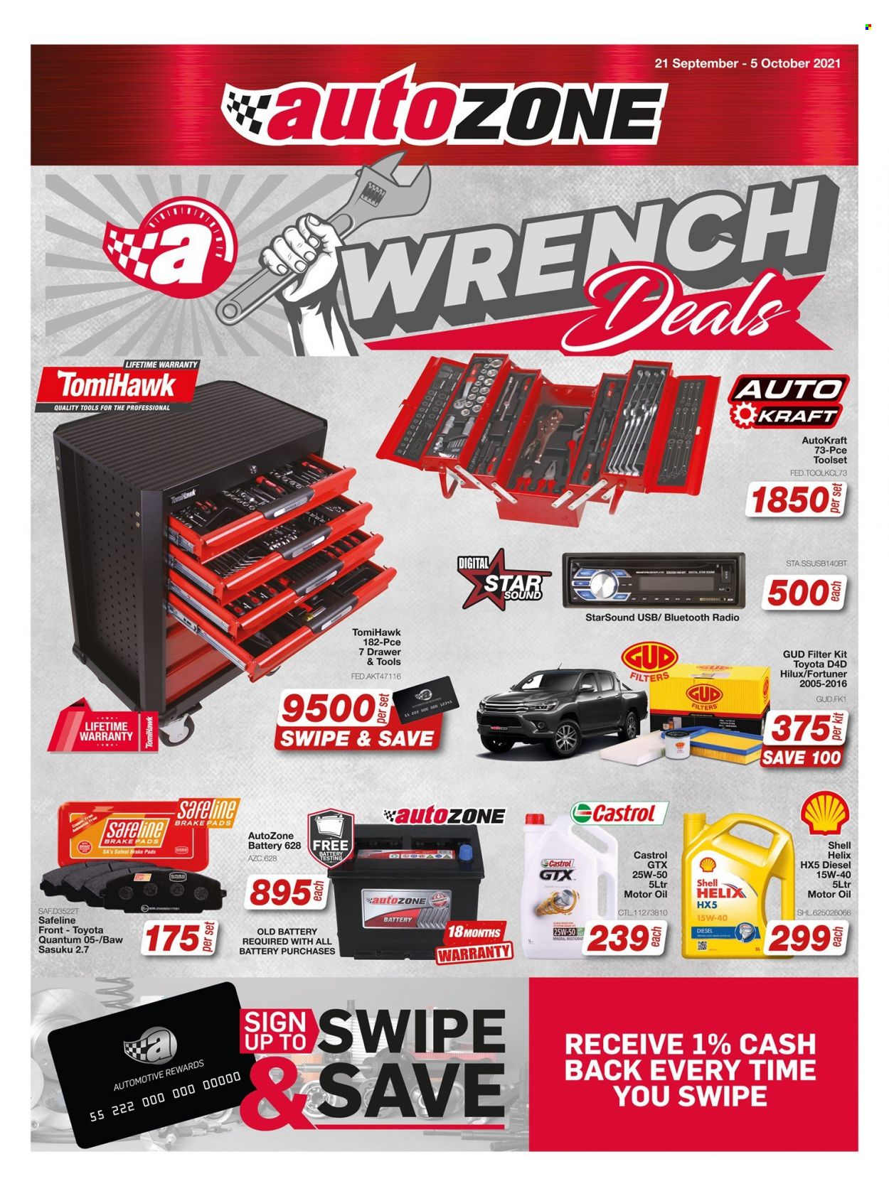 AutoZone specials - 21/09/2021 - 05/10/2021. Page 1