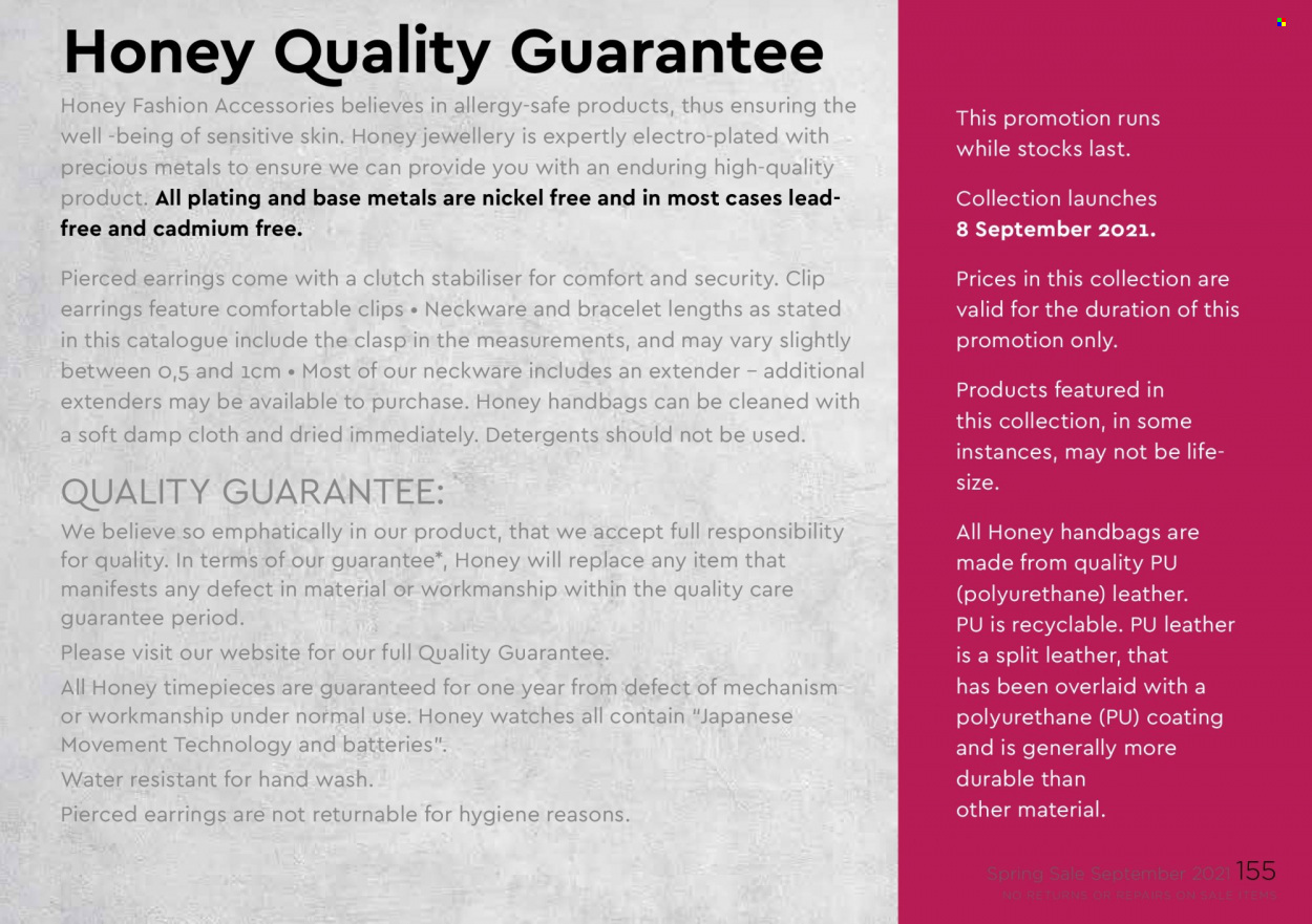Honey specials. Page 157