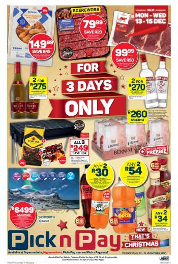 Pick n Pay catalogue  - 13/12/2021 - 15/12/2021.