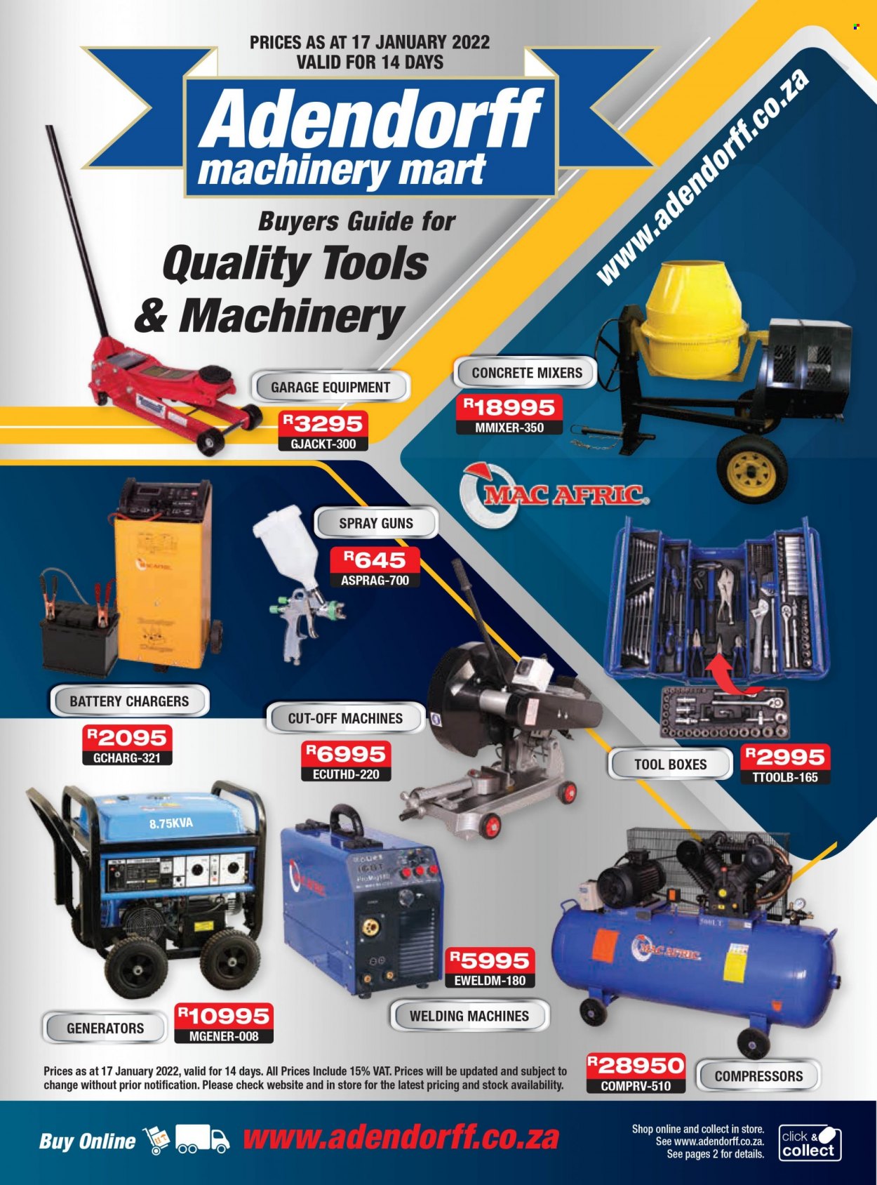 Adendorff Machinery Mart specials. Page 1