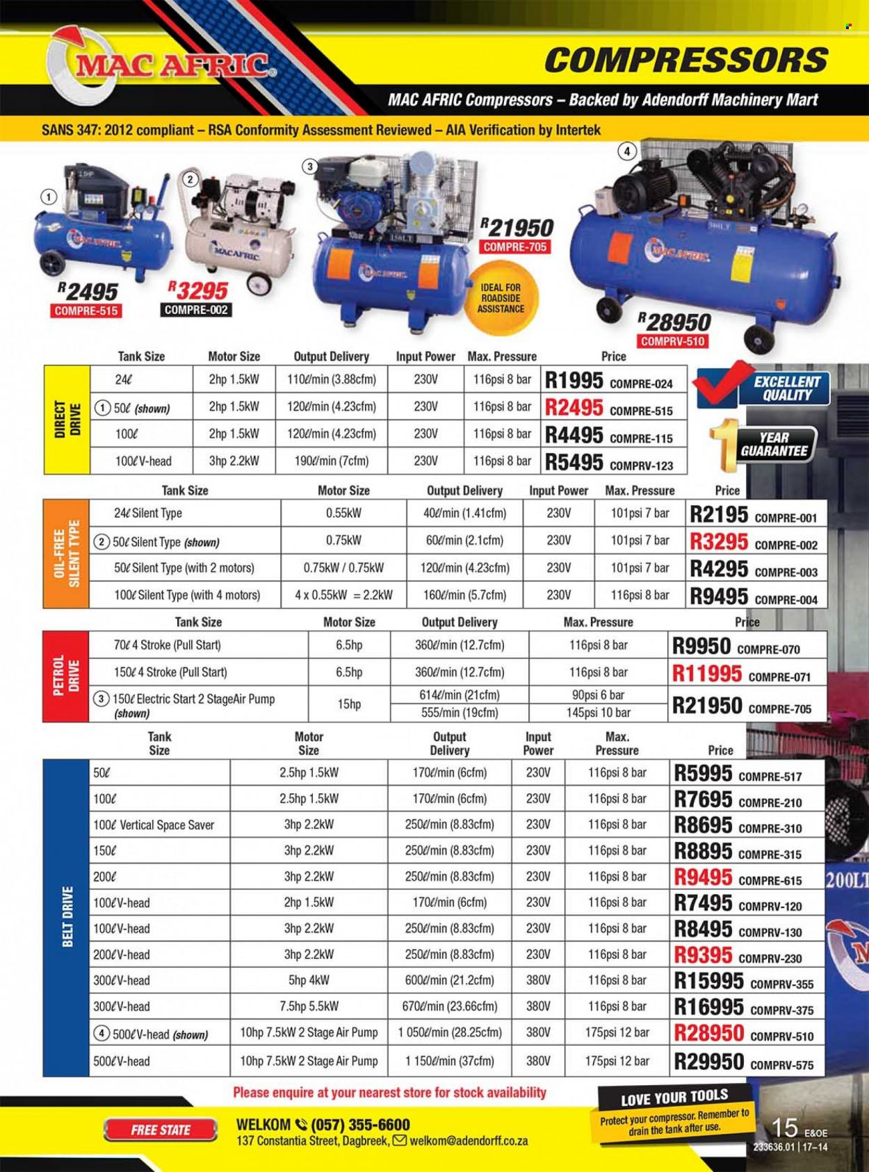Adendorff Machinery Mart specials. Page 15