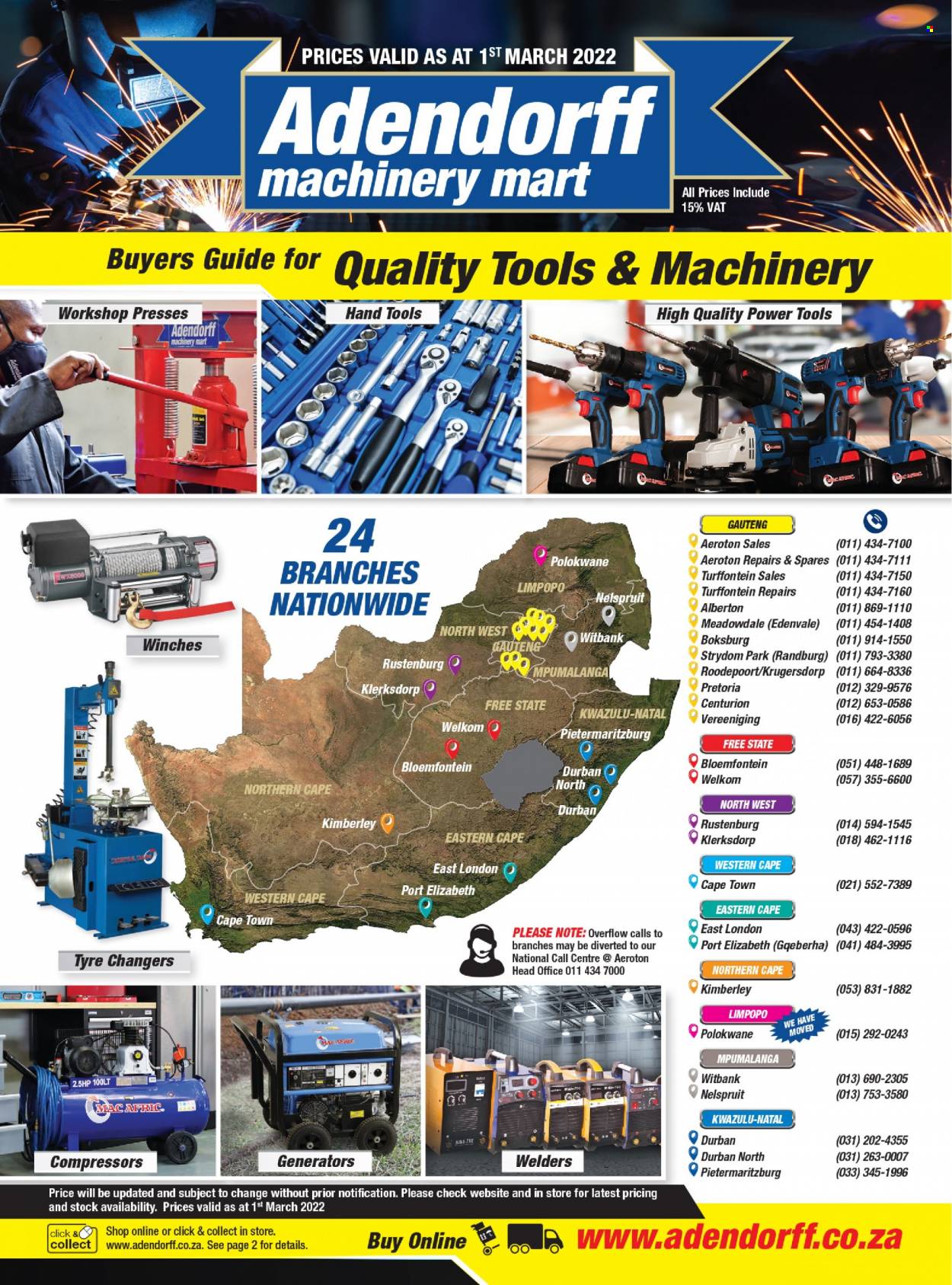 Adendorff Machinery Mart specials. Page 1