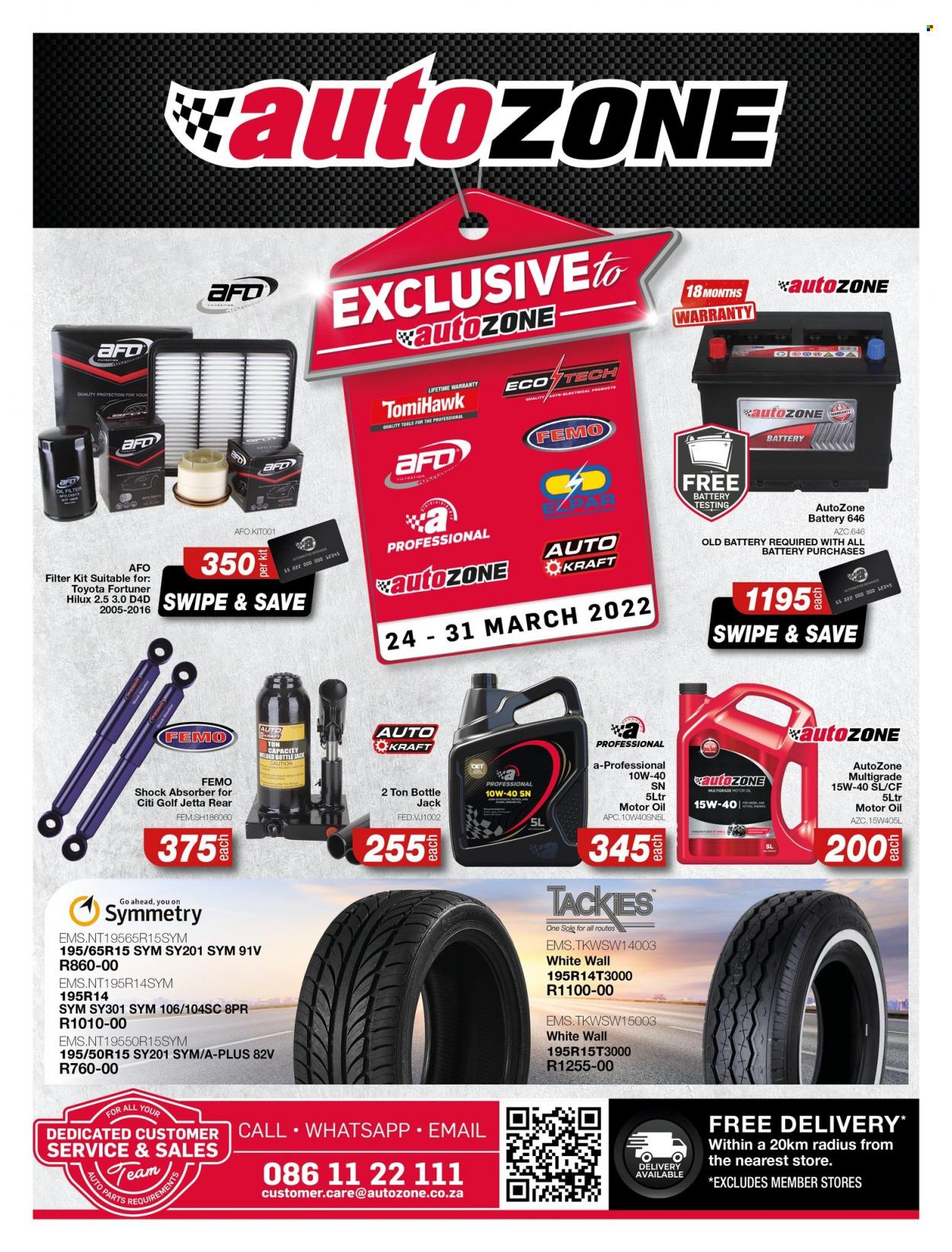 AutoZone specials - 24/03/2022 - 31/03/2022. Page 1