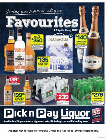 Pick n Pay Liquor catalogue  - 25/04/2022 - 01/05/2022.