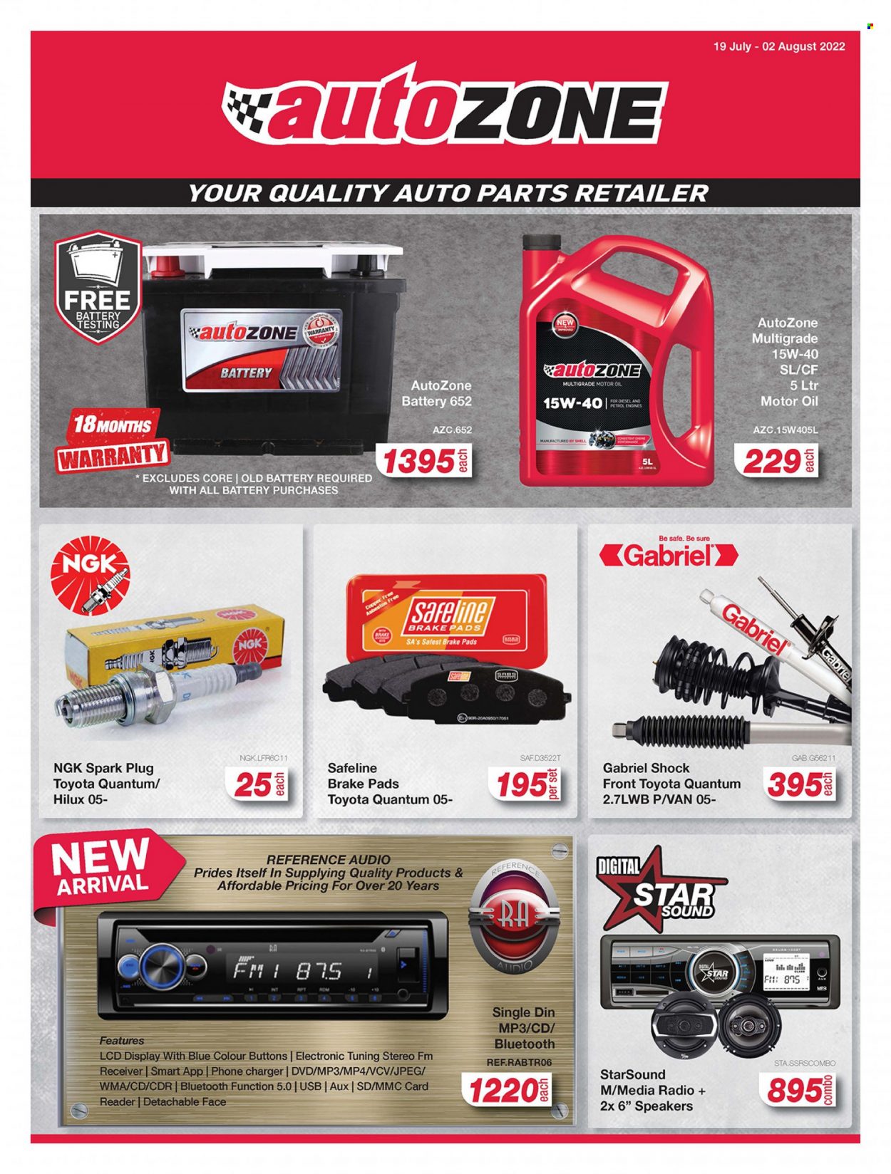 AutoZone specials - 19/07/2022 - 02/08/2022. Page 1