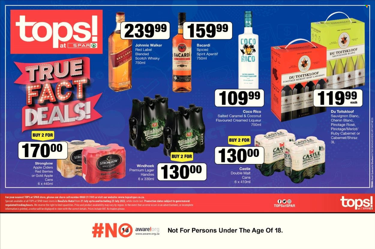 TOPS at SPAR specials - 21/07/2022 - 23/07/2022. Page 1