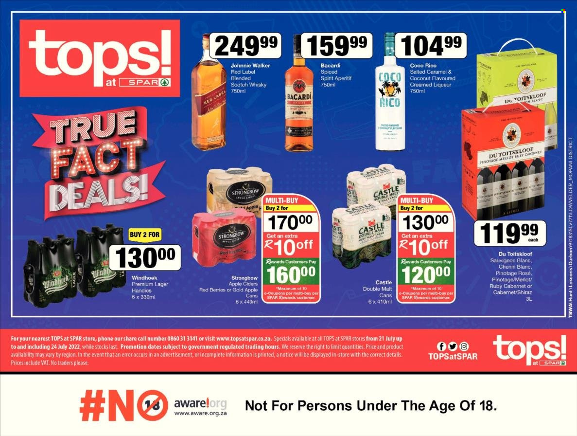TOPS at SPAR specials - 21/07/2022 - 24/07/2022. Page 1