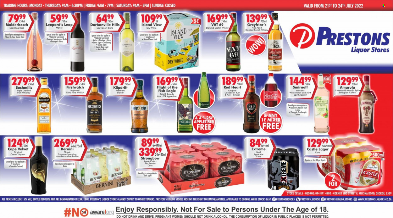 Prestons Liquor Stores specials - 21/07/2022 - 24/07/2022. Page 1