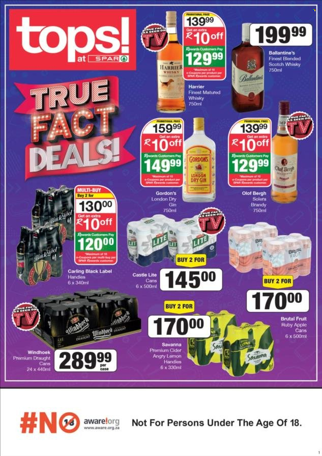 TOPS at SPAR specials - 25/07/2022 - 07/08/2022. Page 1