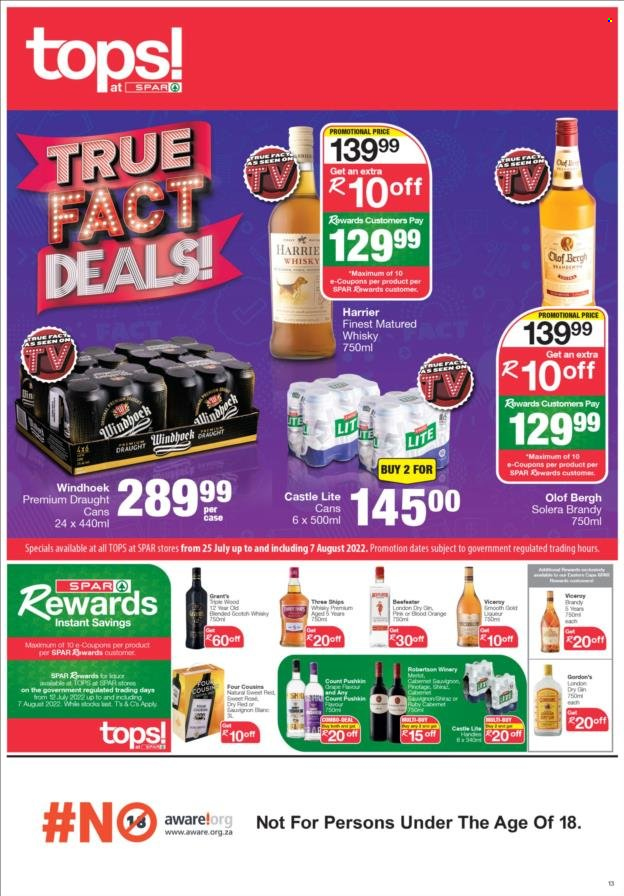 TOPS at SPAR specials - 25/07/2022 - 07/08/2022. Page 1