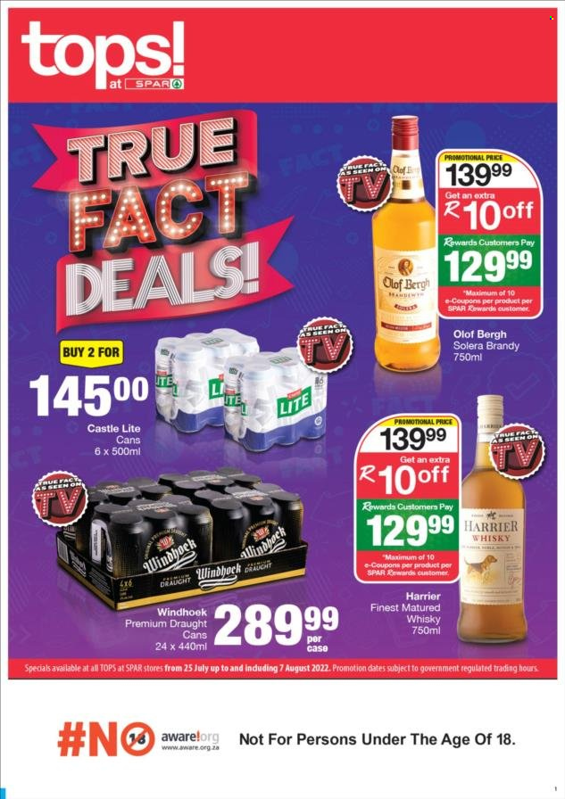 TOPS at SPAR specials - 25/07/2022 - 07/08/2022. Page 1