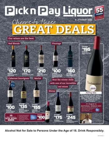 Pick n Pay Liquor catalogue  - 08/08/2022 - 21/08/2022.