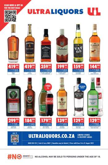 Ultra Liquors catalogue  - 16/08/2022 - 31/08/2022.