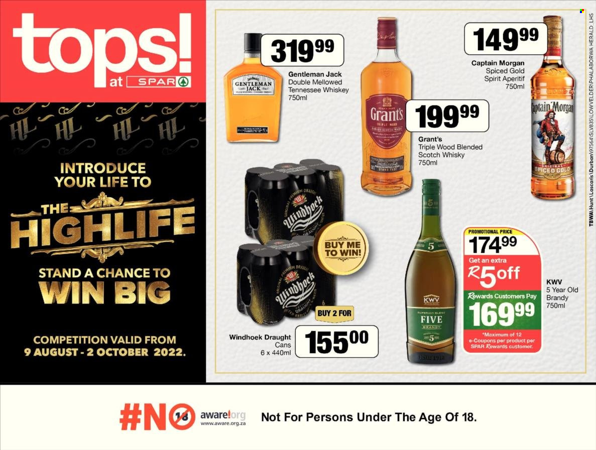 TOPS at SPAR specials - 18/08/2022 - 21/08/2022. Page 1