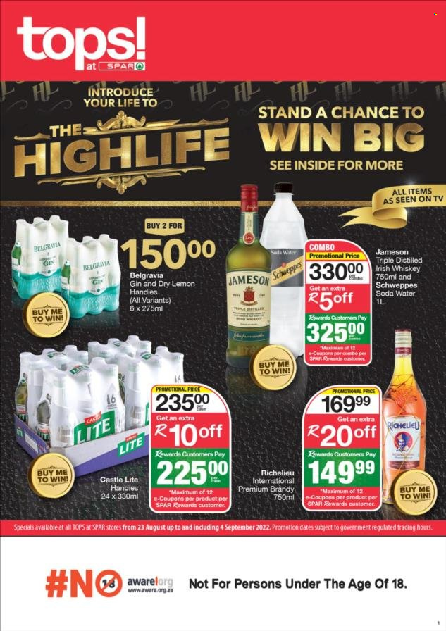 TOPS at SPAR specials - 23/08/2022 - 04/09/2022. Page 1