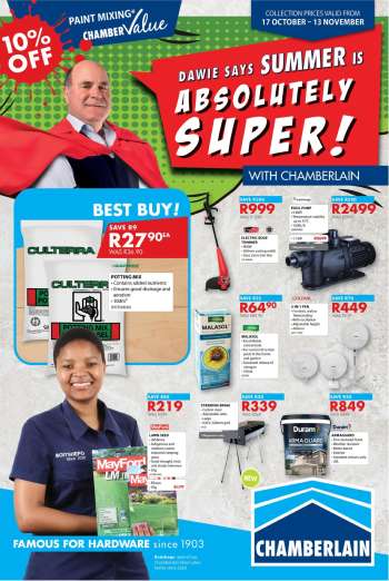 Chamberlain catalogue  - 17/10/2022 - 13/11/2022.