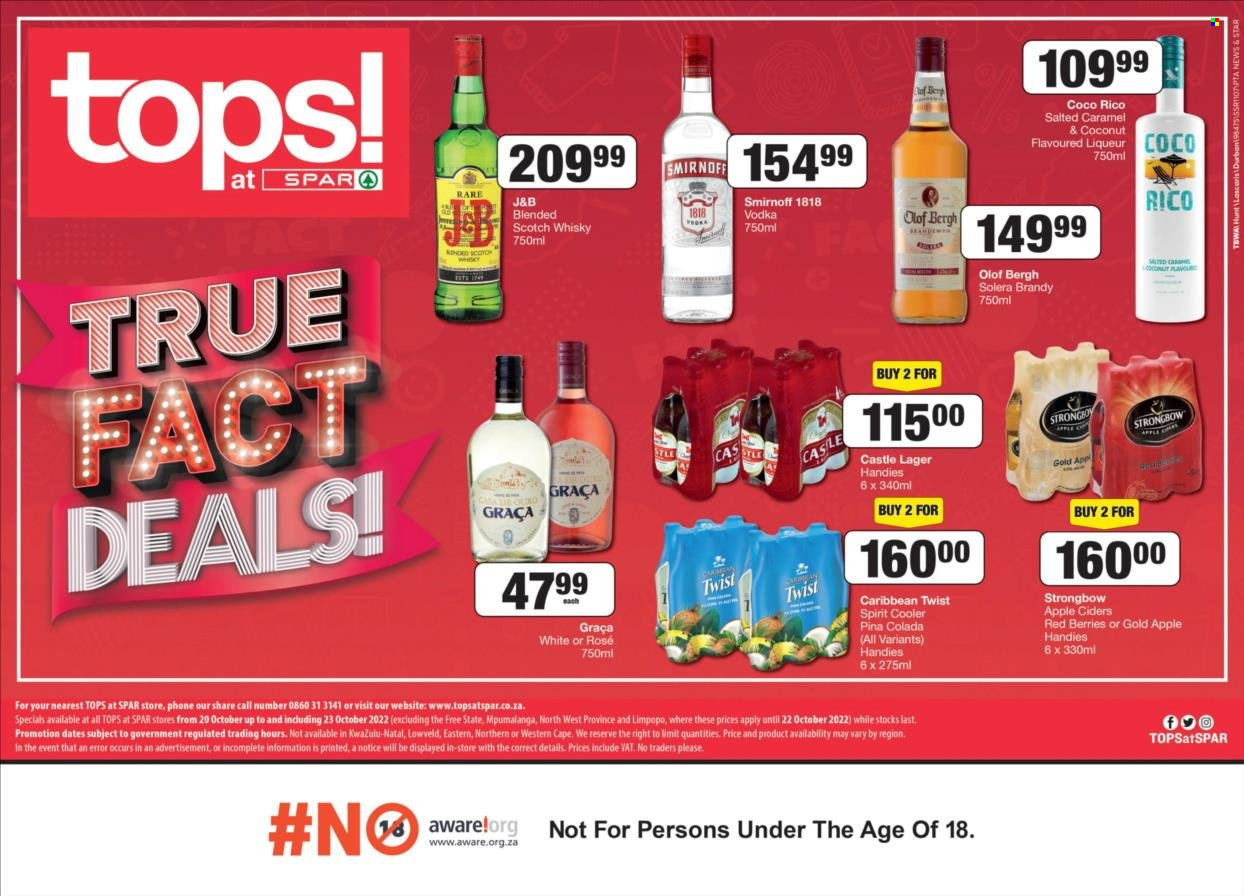 TOPS at SPAR specials - 20/10/2022 - 23/10/2022. Page 1